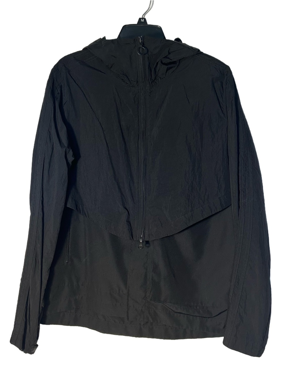 Adidas Jacket Size M Lightweight Black Hooded Shell Jacket Converts to Vest